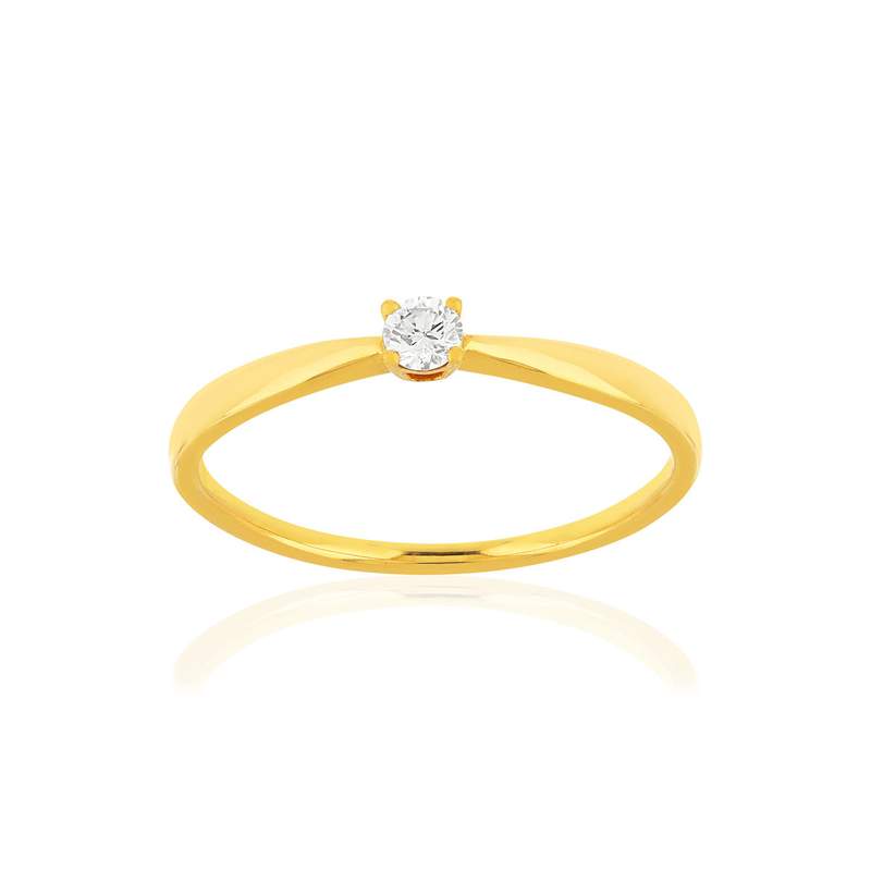 Solitaire or jaune 750 diamant 0.08 carat H/P1 - vue 1