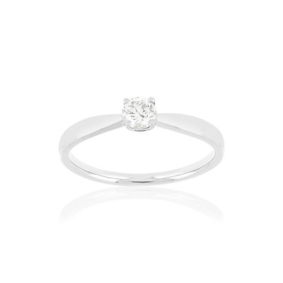 Solitaire or blanc 750 diamant 0.23 carat h/si - vue 1