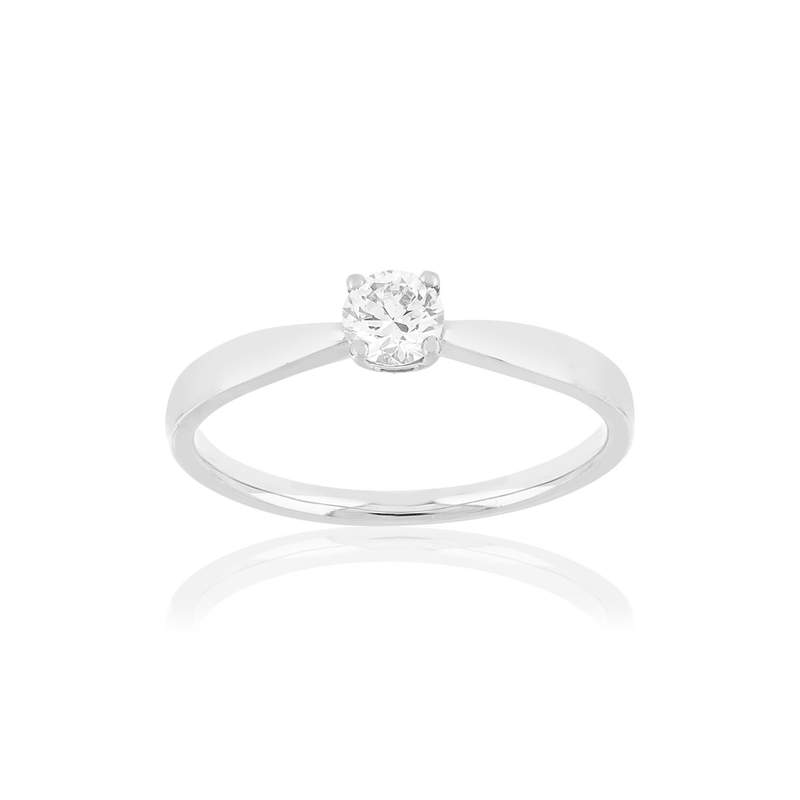 Solitaire or blanc 750 diamant 0.29 carat h/si - vue 1