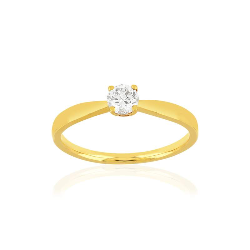 Solitaire or jaune 750 diamant 0.29 carat h/si - vue 1