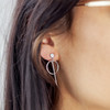 Boucles d'oreilles argent 925 motif barrette et anneau - vue Vporté 1