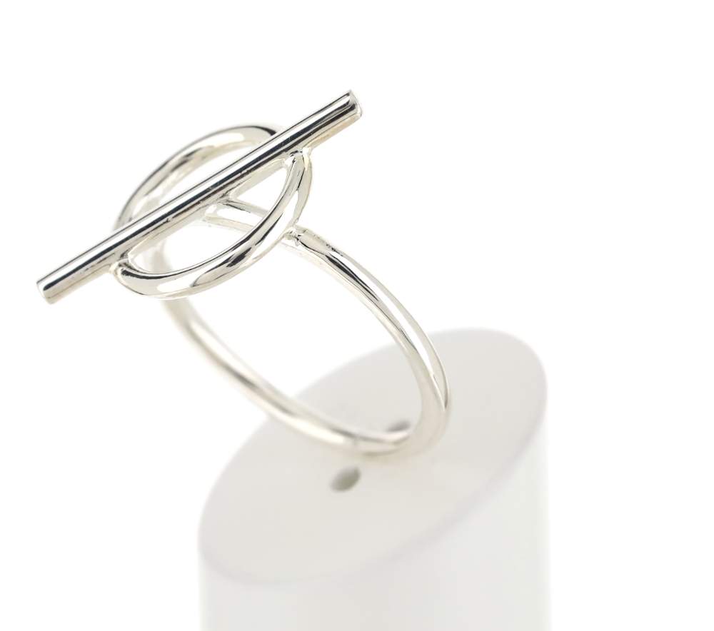 Bague argent 925 motif anneau et barrette - vue 4