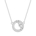 Collier argent 925 motif fermoir T/bar serti de zirconias 42 à 45 cm - vue 1