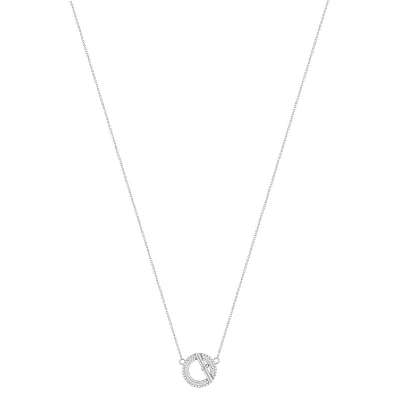 Collier argent 925 motif fermoir T/bar serti de zirconias 42 à 45 cm - vue 2