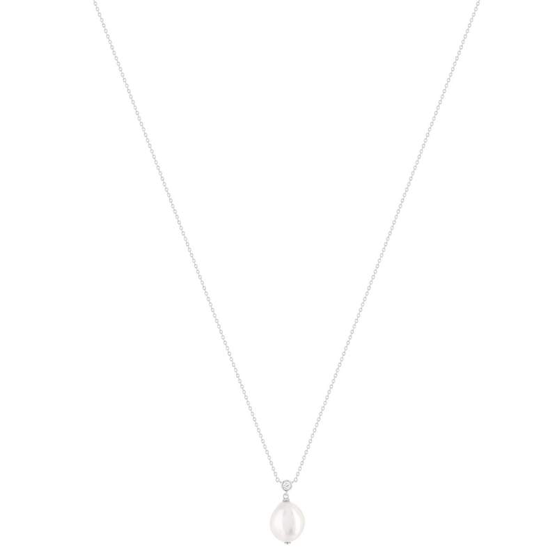 Collier argent 925 perle de culture de chine et zirconia 45 cm - vue 2