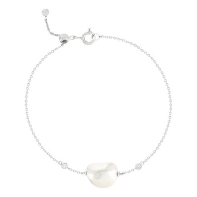 Silver bracelet 925 chinese cultured pearl zirconias