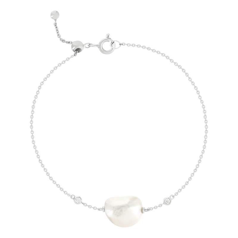 Bracelet argent 925 perle de culture de chine zirconias - vue 1