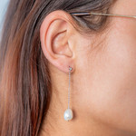 Boucles d'oreilles argent 925 perles de culture de chine zirconias - vue porté 1