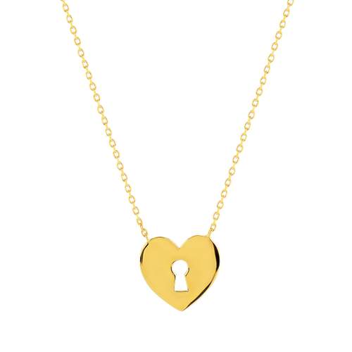 Collier plaqué or motif coeur et serrure 45 cm