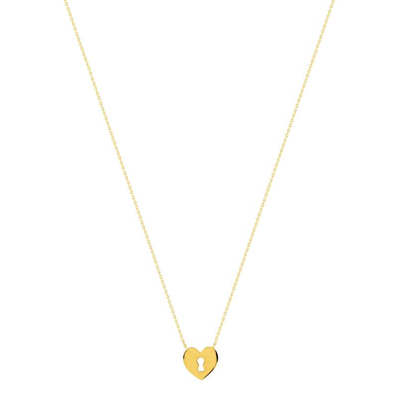 Collier plaqué or motif coeur et serrure 45 cm - vue 2