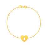 Bracelet plaqué or motif coeur et serrure 18 cm - vue 1