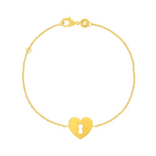 Vergulde hart en slot armband 18 cm