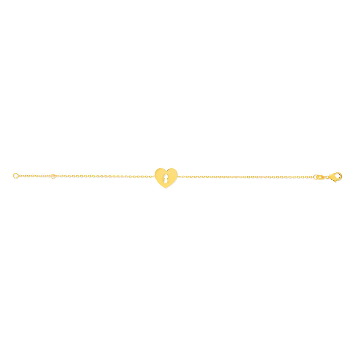 Bracelet plaqué or motif coeur et serrure 18 cm - vue 2