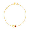 Bracelet plaqué or coeur laque rouge et anneau 18 cm - vue V1