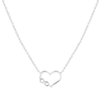 Collier argent 925 motif coeur et infini 42 à 45 cm - vue 1