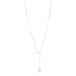Collier argent 925 motif fermoir T/bar et pampille coeur 52 cm - vue 2