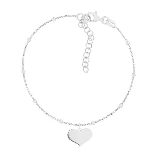 Bracelet argent 925 pampille coeur 17 à 20 cm