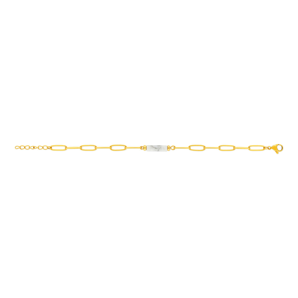 Bracelet acier jaune howlite 18 cm - vue 2
