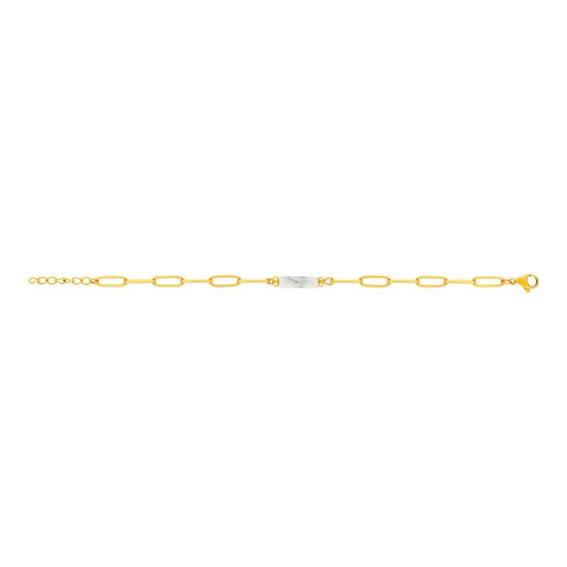 Bracelet acier jaune howlite 18 cm - vue 2
