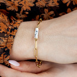 Bracelet acier jaune howlite 18 cm - vue porté 1