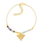 Bracelet acier jaune pierres naturelles 20 cm - vue 1