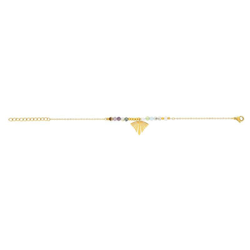Bracelet acier jaune pierres naturelles 20 cm - vue 2