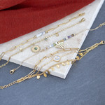 Bracelet acier jaune pierres naturelles 20 cm - vue D2