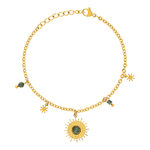 Bracelet acier jaune pierres naturelles 18,5 cm - vue 1