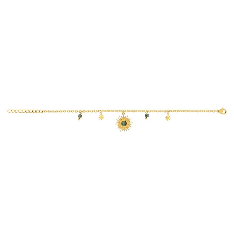 Bracelet acier jaune pierres naturelles 18,5 cm - vue 2