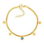 Bracelet acier jaune turquoise étoile 20 cm - vue 1