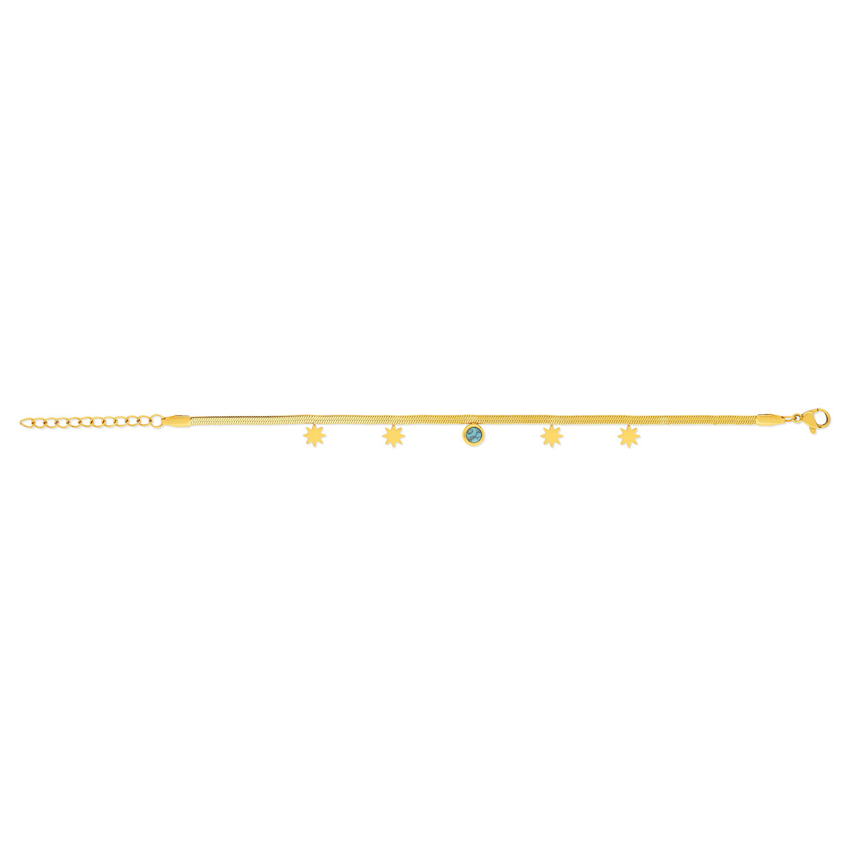 Bracelet acier jaune turquoise étoile 20 cm - vue 2