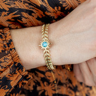 Bracelet rigide acier jaune turquoise soleil 60 mm