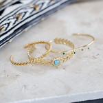 Bracelet rigide acier jaune turquoise soleil 60 mm - vue D1
