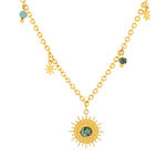 Collier acier jaune pierres naturelles soleil 43 cm - vue 1