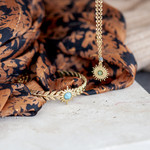 Collier acier jaune pierres naturelles soleil 43 cm - vue D2