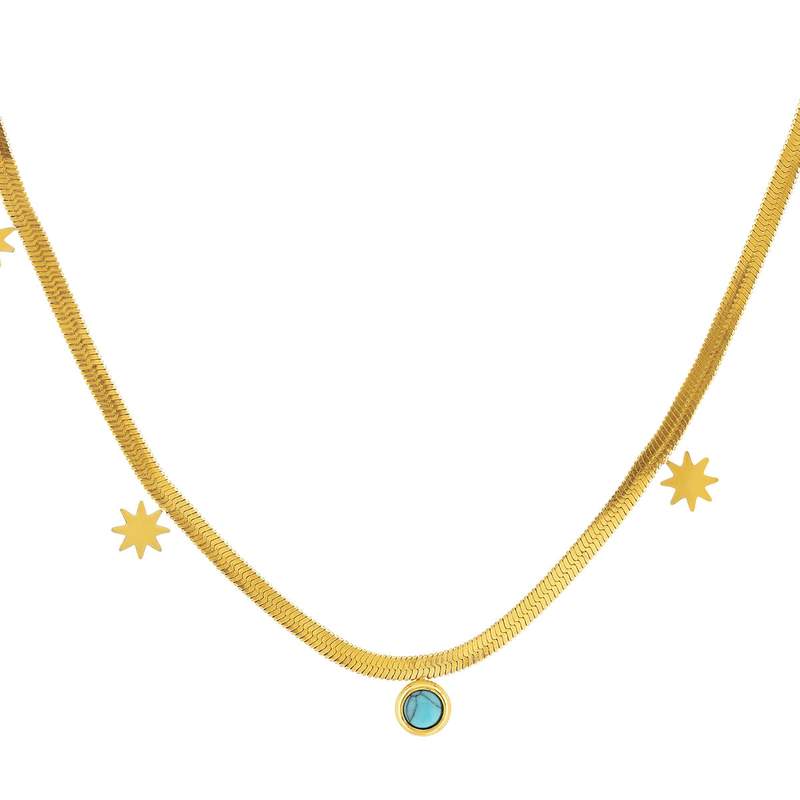 Collier acier jaune turquoise soleil 42 cm - vue 1