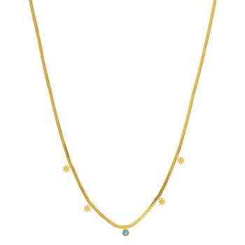 Stalen halsketting turquoise geel zon 42 cm
