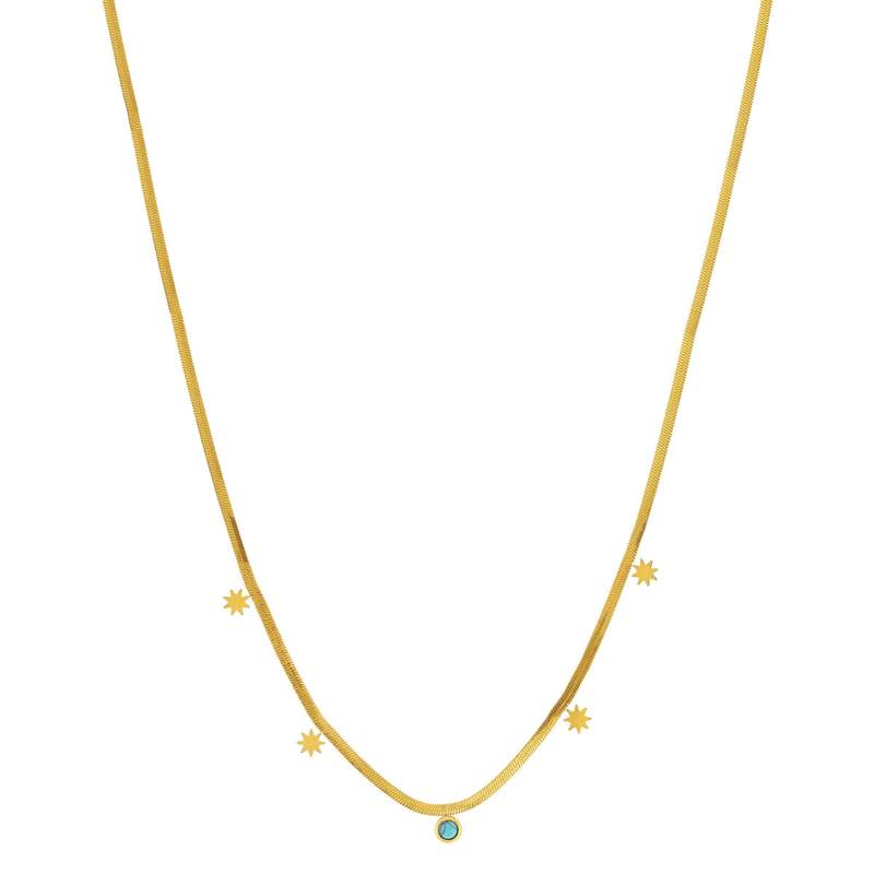 Collier acier jaune turquoise soleil 42 cm - vue 2