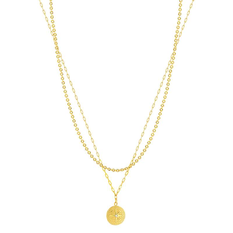Collier acier jaune pierre imitation blanche étoile 41,5 cm - vue 2