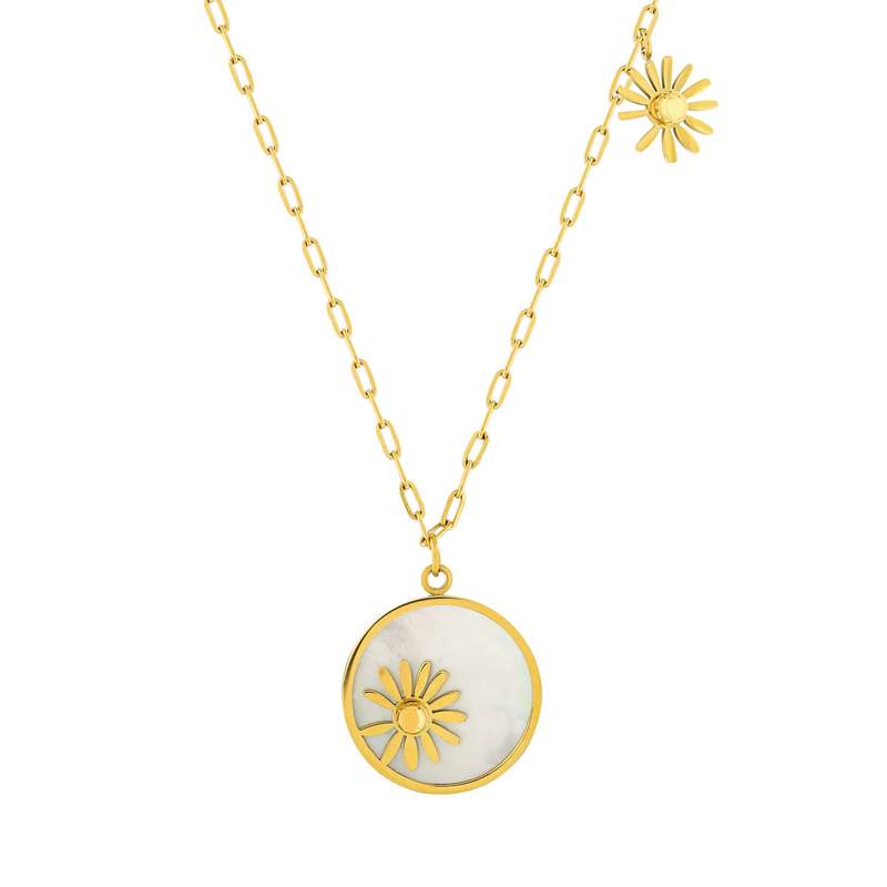Collier acier jaune nacre 45 cm - vue 1