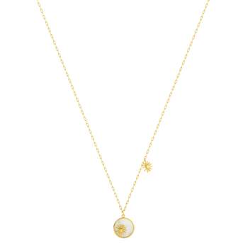 Collier acier jaune nacre 45 cm