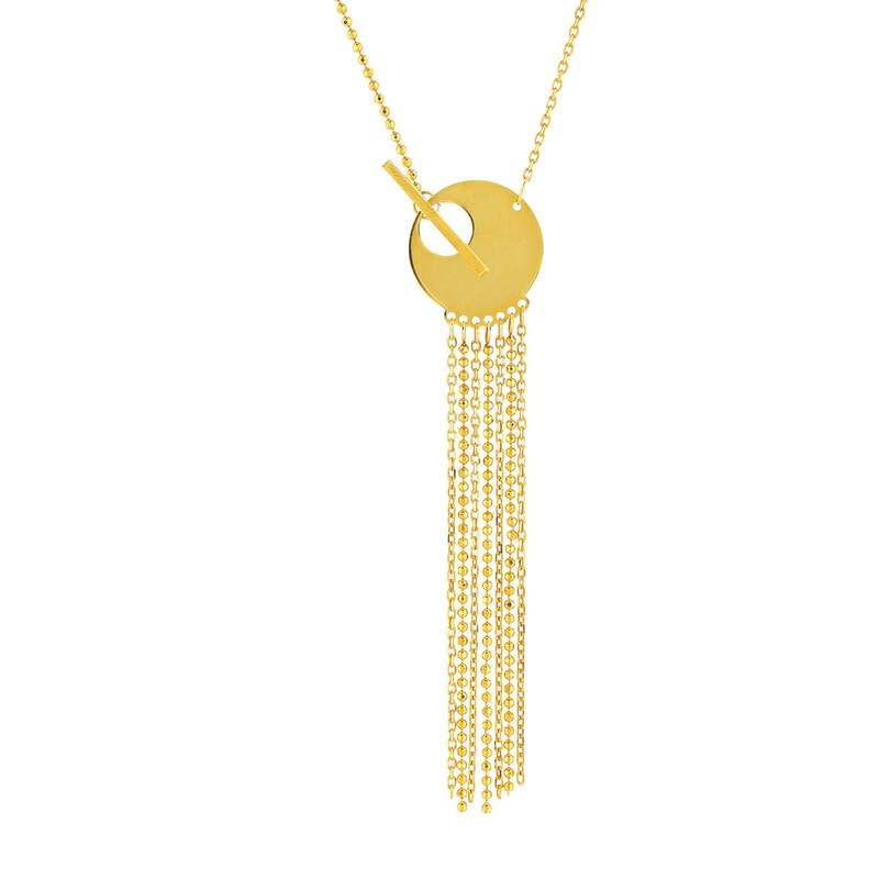 Collier or jaune 375 motif cercle 45 cm - vue 1