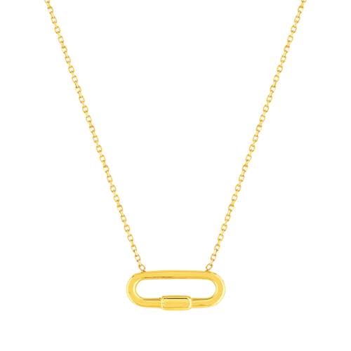 Necklace yellow gold 375 motif oval screw clasp 45 cm