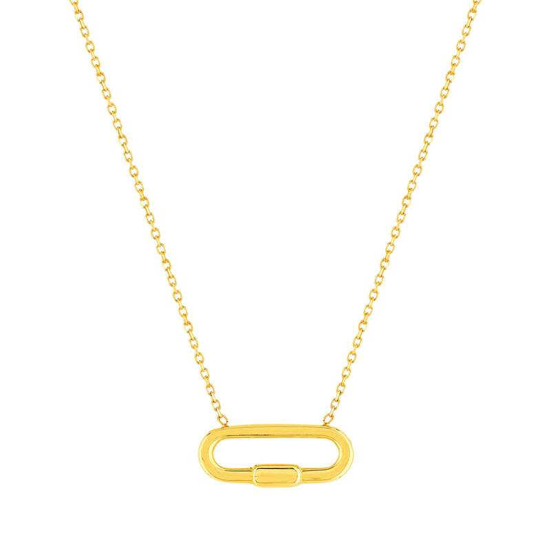 Collier or jaune 375 motif fermoir à visser ovale 45 cm - vue 1