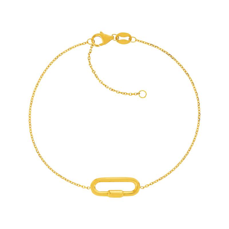 Bracelet or jaune 375 motif fermoir à visser ovale 19 cm - vue 1
