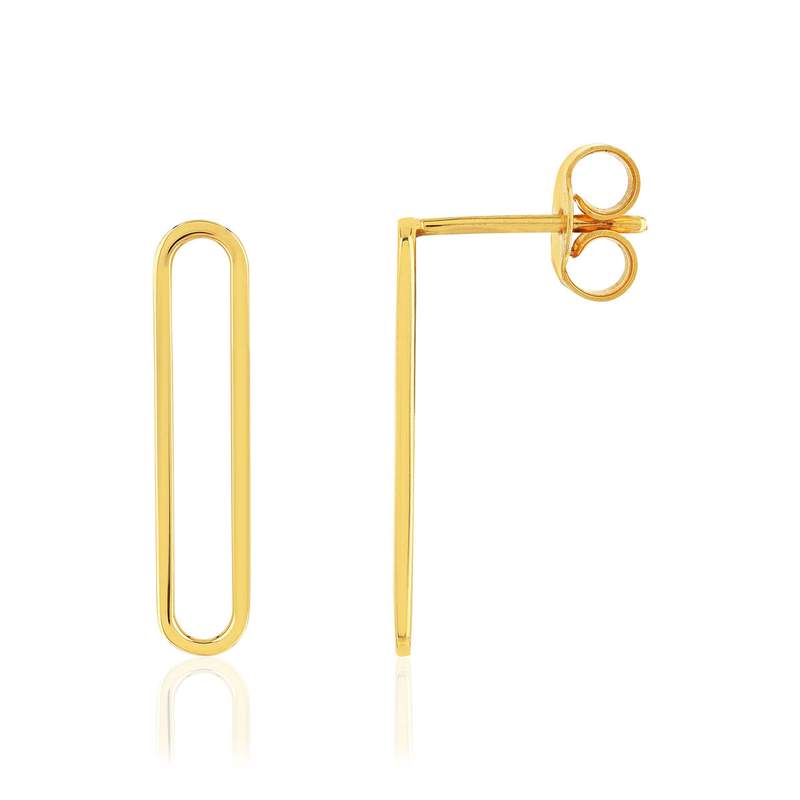 Boucles d'oreilles or jaune 375, motif trombone - vue 1