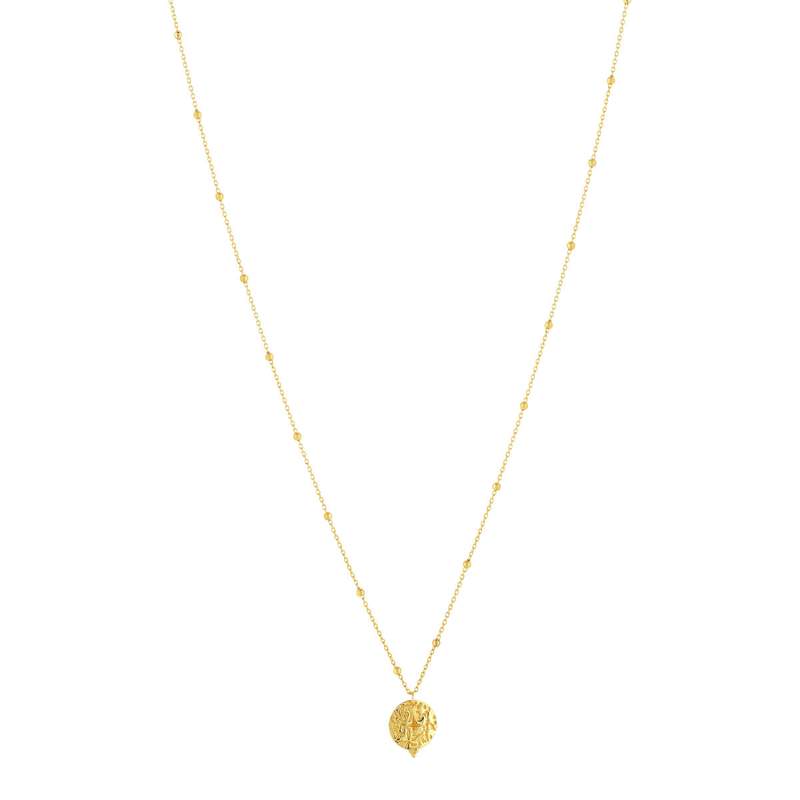 Collier or jaune 375 médaillon strié 45 cm - vue 2