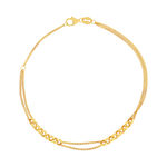 Bracelet or jaune 375 double chaîne motif maille jaseron 19 cm - vue 1
