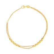 Bracelet or jaune 375 double chaîne motif maille jaseron 19 cm