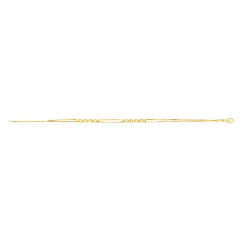 Bracelet or jaune 375 double chaîne motif maille jaseron 19 cm - vue 2